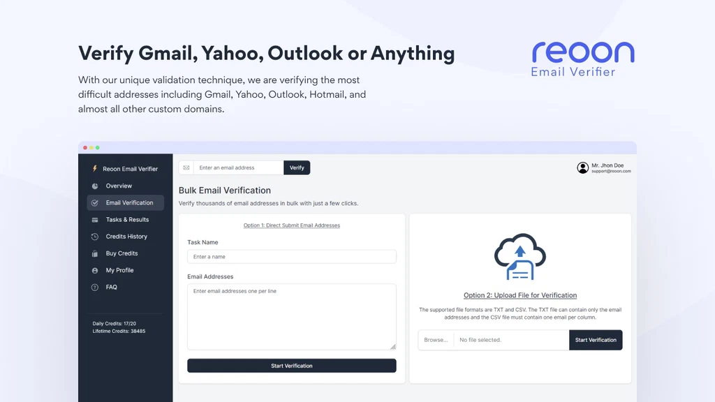 Reoon Email Verifier: Accurate Bulk Email Validation Tool Online